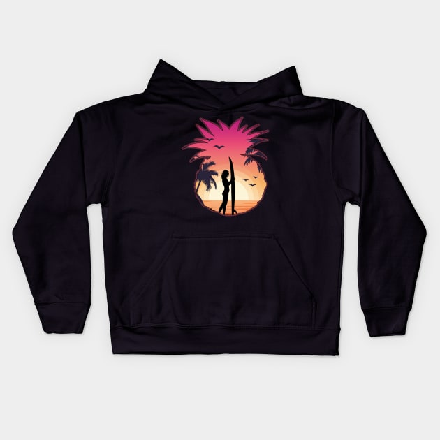 Pineapple Summer Beach Kids Hoodie by printjobz